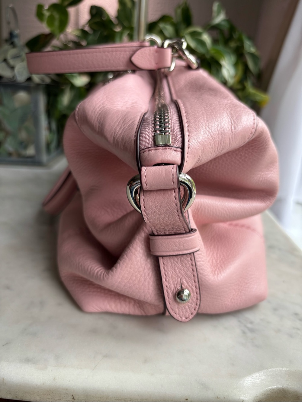 Coach Pink Pebbled Leather Satchel with Detachable Strap - Picture 3 of 11